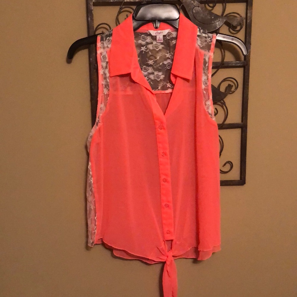 candies sheer tie bottom crop top